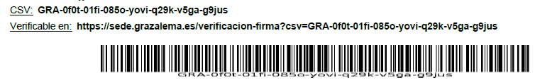 Ubicación de la URL de verificación en la parte inferior derecha del documento